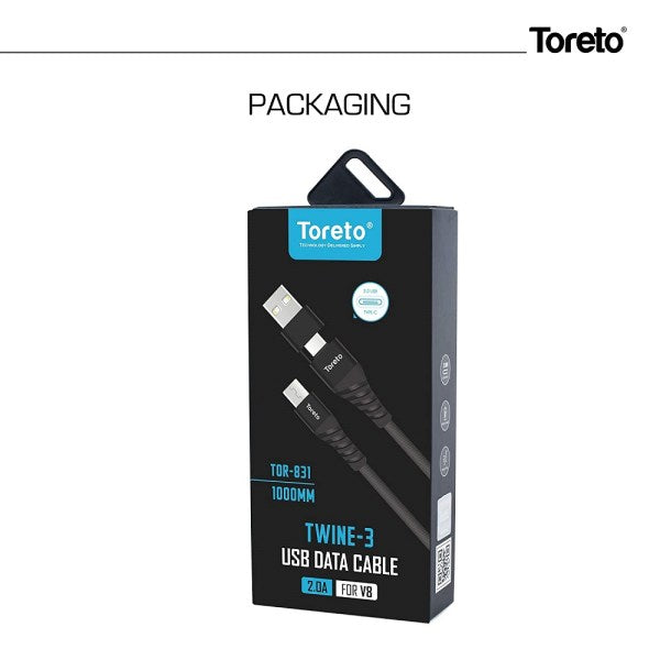 DATA CABLE TYPE-C TO MICRO TWINE-3 (TOR-831) TORETO