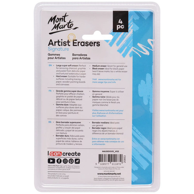 Mont Marte-Artist Eraser 4 Pieces-MAXX0005
