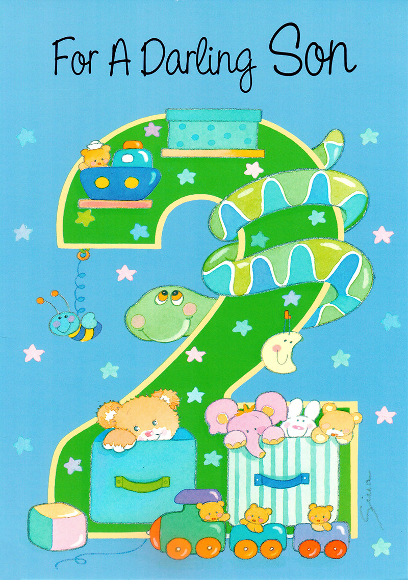 Greeting Card-For a Darling Son 2nd Birthday