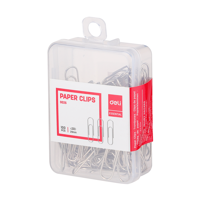 Paper Clip 29mm Steel 100pcs Plastic Case-0025