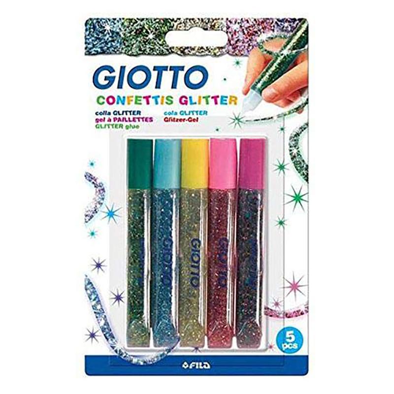 Giotto Crayon à paillettes Glitterglue Metallix Multicolore, 5 pièces