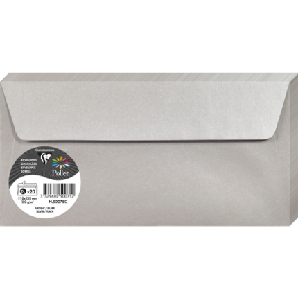 ENVELOPE POLLEN 110X220 120G 20PCS SILVER-50075