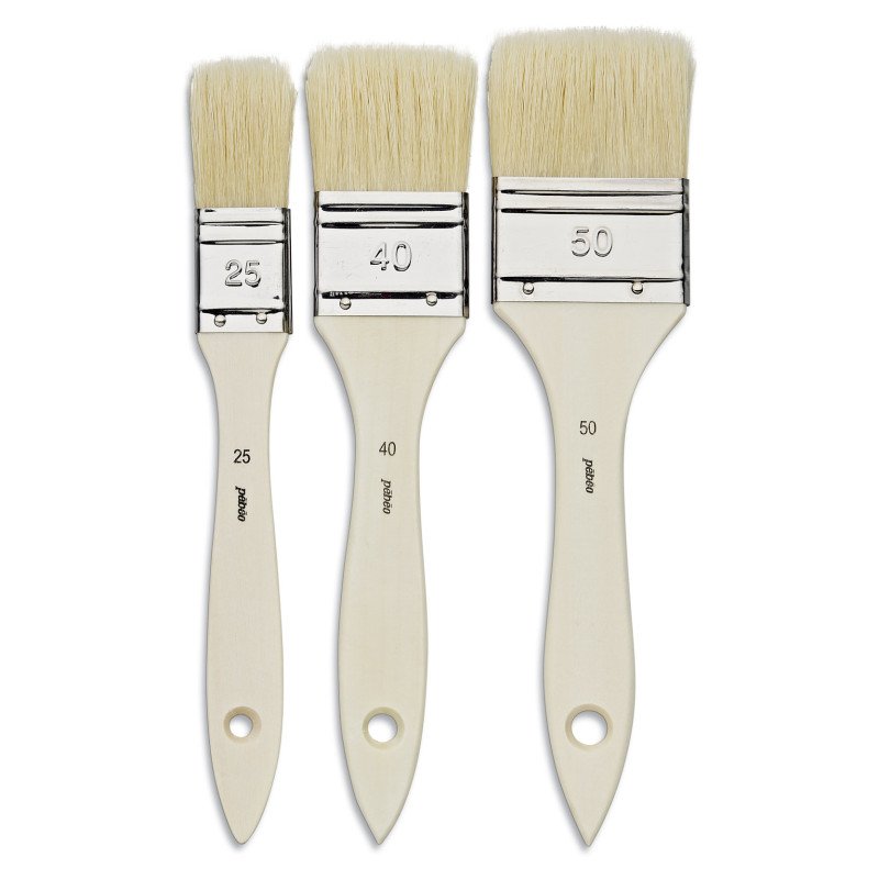 PEBEO-BRUSH WHITE BRISTLE FLAT LARGE (25/40/50) 3PCS-952501