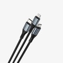 BWOO 3-in-1 3A Multi USB Charging Cable For Phone Black