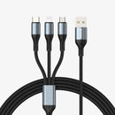 BWOO 3-in-1 3A Multi USB Charging Cable For Phone Black
