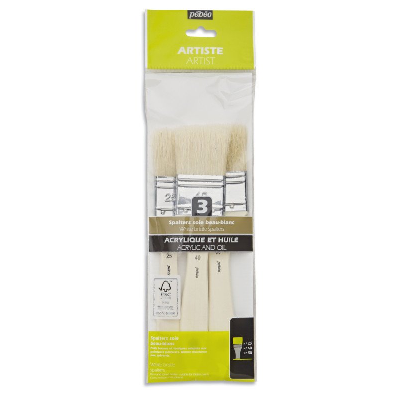 PEBEO-BRUSH WHITE BRISTLE FLAT LARGE (25/40/50) 3PCS-952501