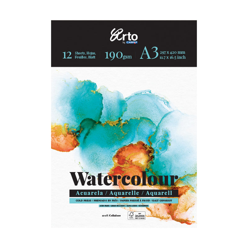 WATER COLOR PAD A3 190G 12SHT-37836