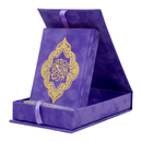 مصحف 14×20 علبة مخمل مع ورد مجفف - موف غامق