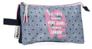 PENCIL CASE 3ZIP PEPE JEANS PINK/BLUE-6824321