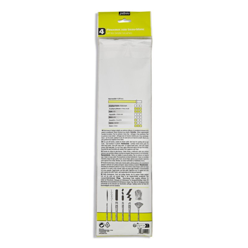 PEBEO-BRUSH WHITE MIX BRISTLE LONG HAND 4PCS-952400