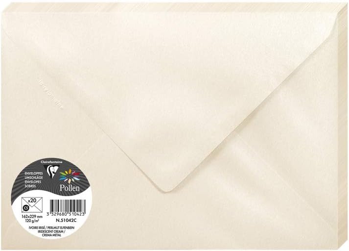 ENVELOPE POLLEN 162X229 120G IRIDESCENT CREAM-51042