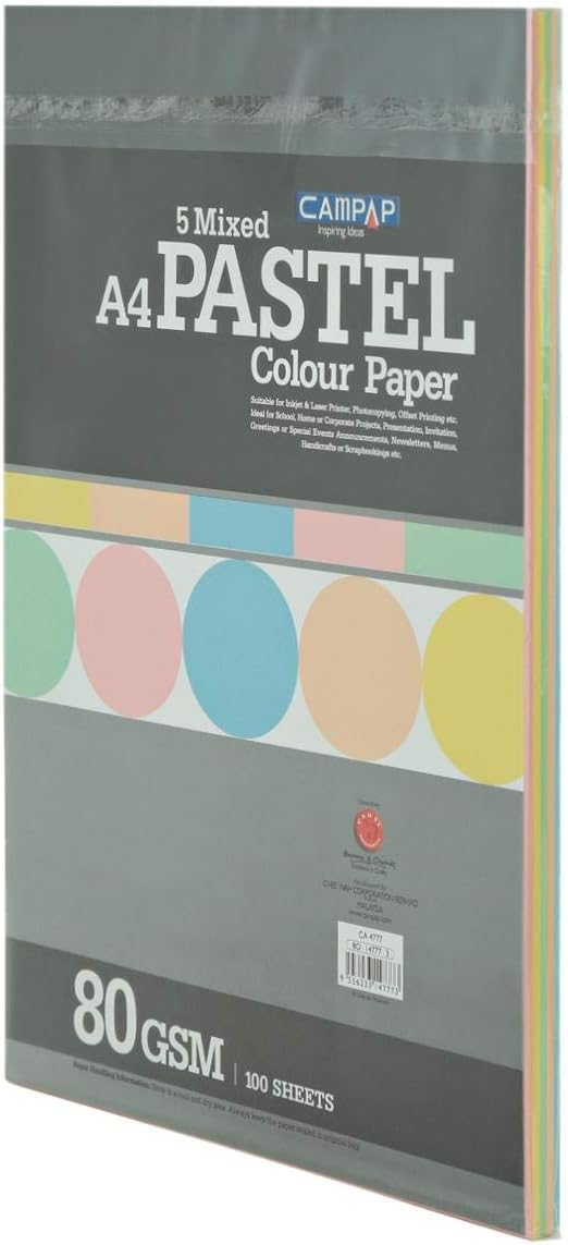 COLOR PAPER A4 80G 100SHT LIGHT-CA4777