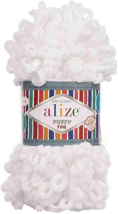 55 MICRO POLY YARN 100G (609010) WHITE-ALIZE/PUFFY FINE