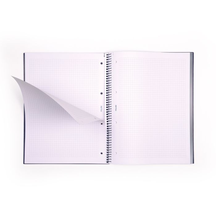 A4 spiral notebook with hard cover, grid paper 5X5mm, 80 sheets of 95 gr/m