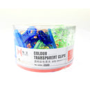 BINDER CLIP 38MM PLASTIC TRANS CLRS 24PCS