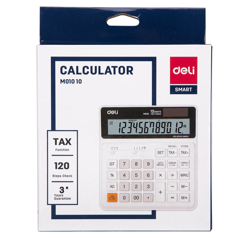 DELI CALCULATOR 12 DIGIT W/TAX WHITE-M01010