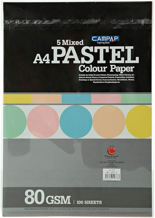 COLOR PAPER A4 80G 100SHT LIGHT-CA4777