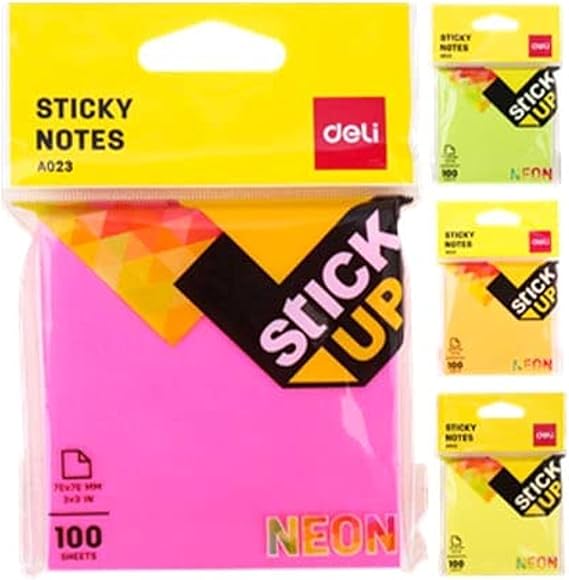 MEMO STICK 3X3 100SHT NEON ASSTD-A02302 PACK OF 4 PCS