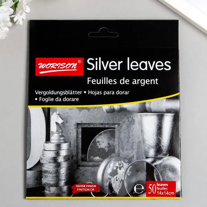 SILVER LEAVES 14X14CM 50PCS - S50