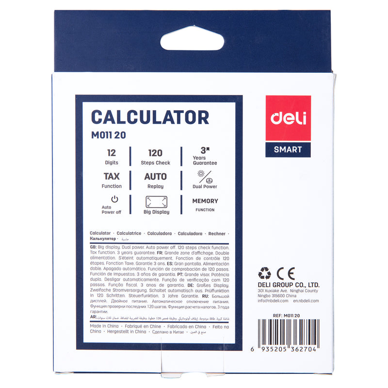 DELI CALCULATOR 12 DIGIT W/TAX-M01120