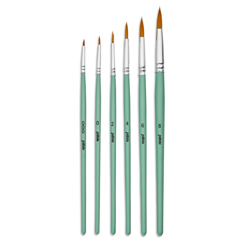 PEBEO-BRUSH GOLDEN ROUND BRISTLE SHORT HAND 6PCS-952311