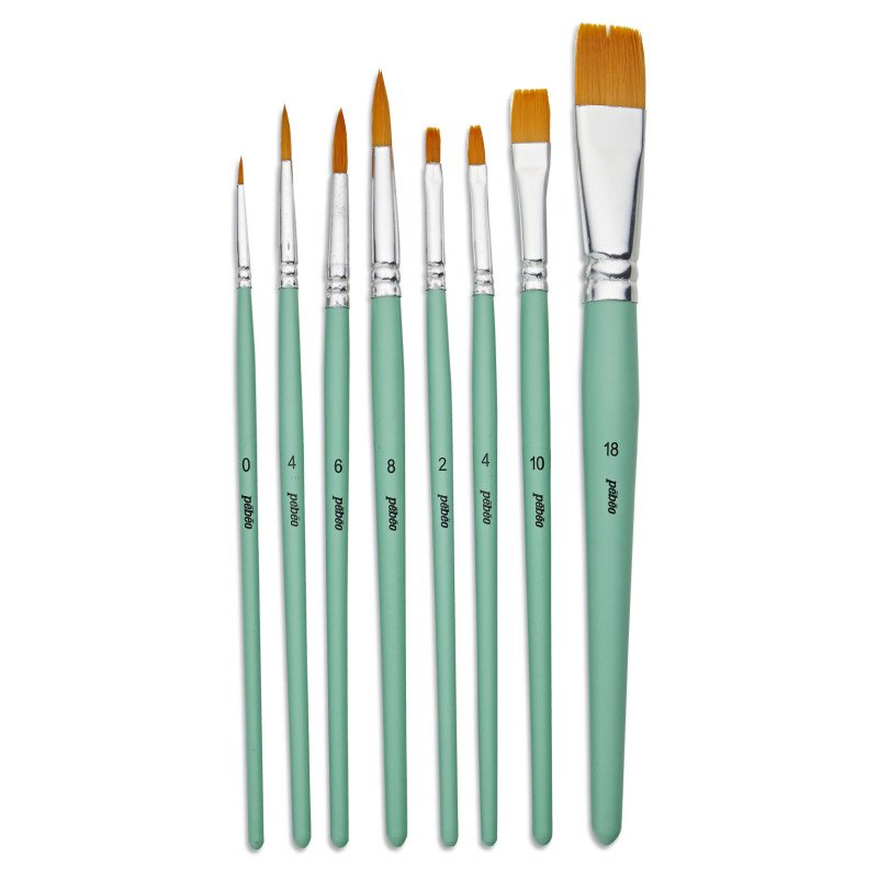 PEBEO-BRUSH GOLDEN MIX BRISTLE SHORT HAND 8PCS-952312