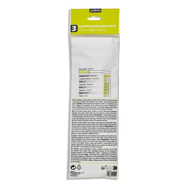 PEBEO-BRUSH GOLDEN BRISTLE FLAT LARGE (25/40/50) 3PCS-952502