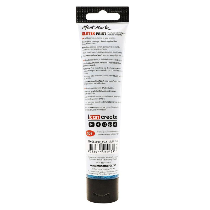 Mont Marte Glitter  Paint 75ML LIGHT BLUE-MKGL0009