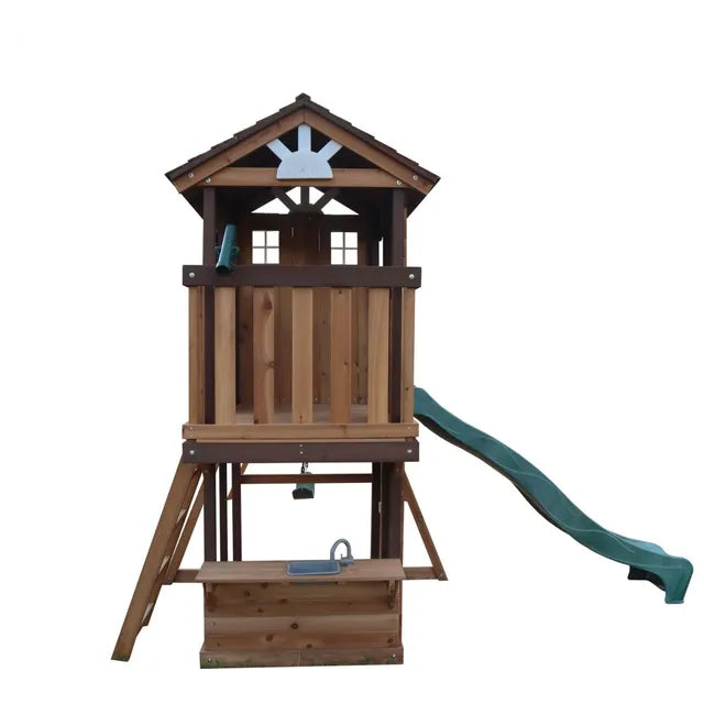 Mount Peak - Elbrus Swing Set & Playhouse with wooden roof - MP76141