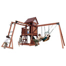 Mount Peak - Vinson Massif Swing Set & Playhouse with wooden roof - MP76140