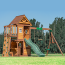 Mount Peak -Kazbek Swing Set & 2 level Play House with wooden roof-MP76145