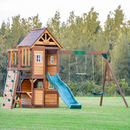 Mount Peak -Kazbek Swing Set & 2 level Play House with wooden roof-MP76145