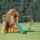 Mount Peak -Kazbek Swing Set & 2 level Play House with wooden roof-MP76145
