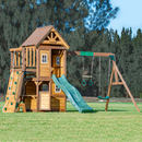Mount Peak -Kazbek Swing Set & 2 level Play House with wooden roof-MP76145