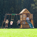 Mount Peak -Kazbek Swing Set & 2 level Play House with wooden roof-MP76145