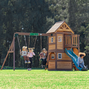Mount Peak -Kazbek Swing Set & 2 level Play House with wooden roof-MP76145