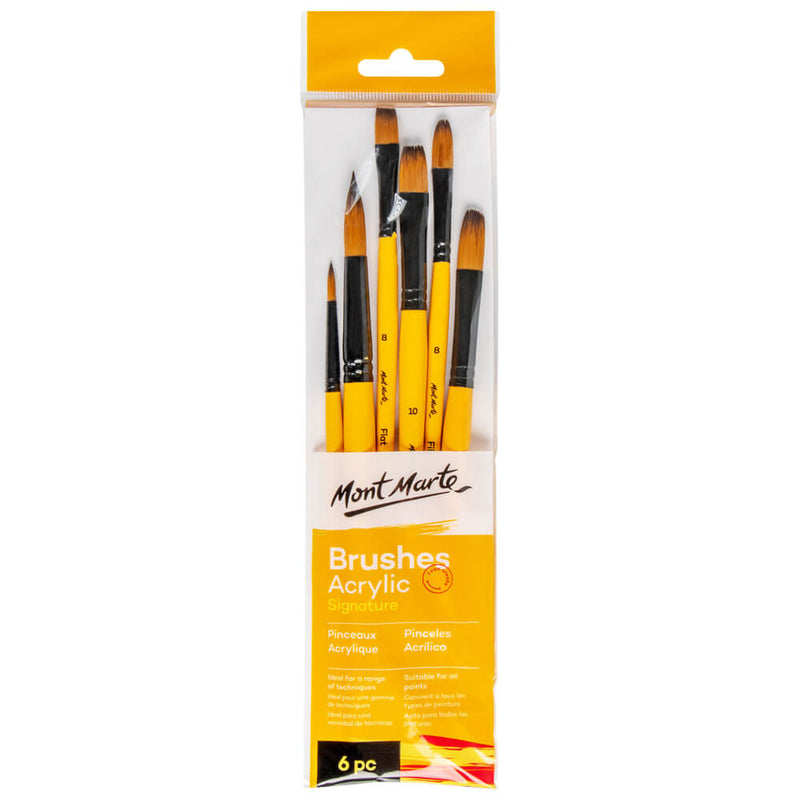 Mont Marte-Brush Set Gallery Acrylic 6 Pieces-BMHS0017