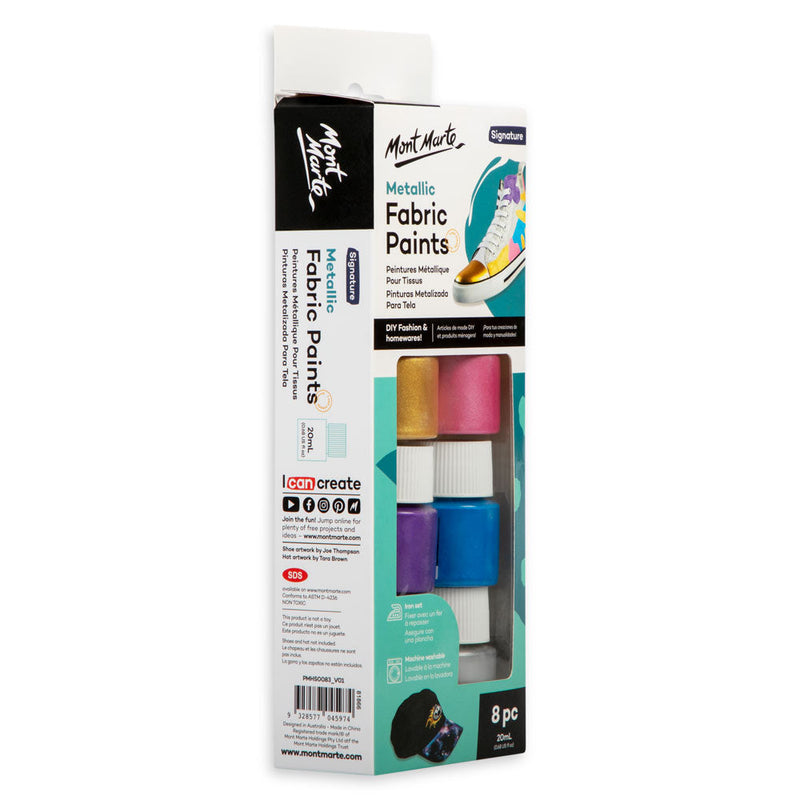 Mont Marte Metallic Fabric Paints Signature 8pc x 20ml - PMHS0083