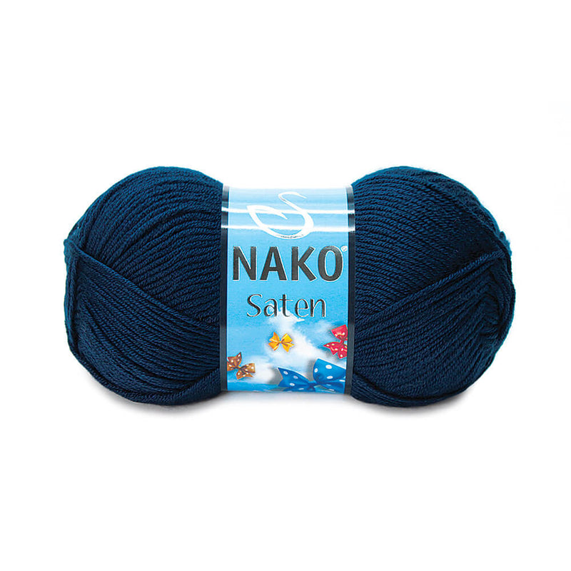 4253 WOOL YARN NAKO/SATEN-88 NAVY BLUE-NAKO/SATEN-88