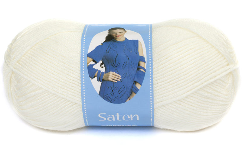 300 WOOL YARN NAKO/SATEN-34 WHITE-NAKO/SATEN-34