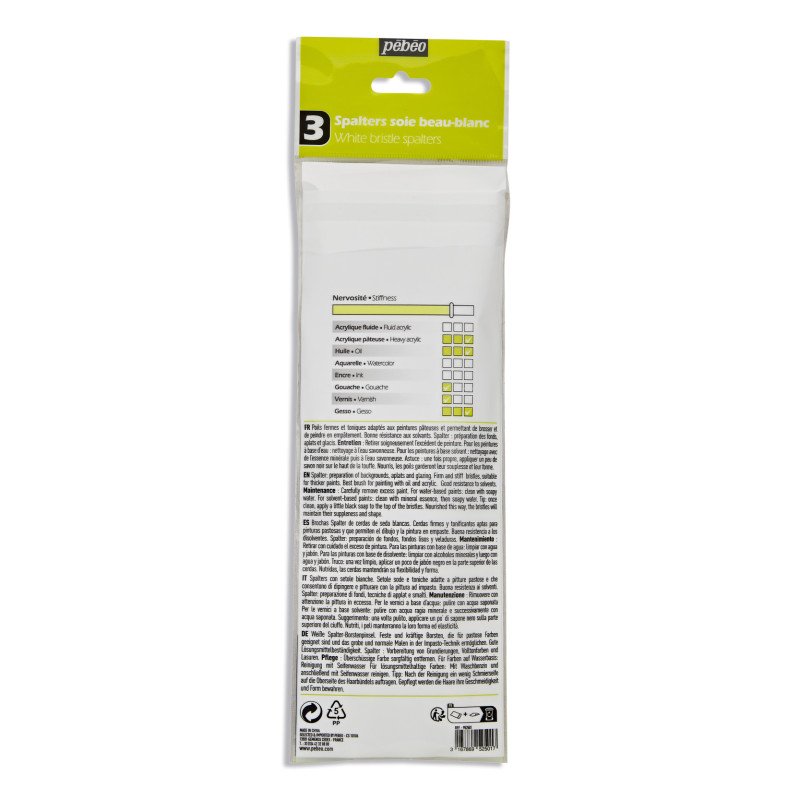 PEBEO-BRUSH WHITE BRISTLE FLAT LARGE (25/40/50) 3PCS-952501