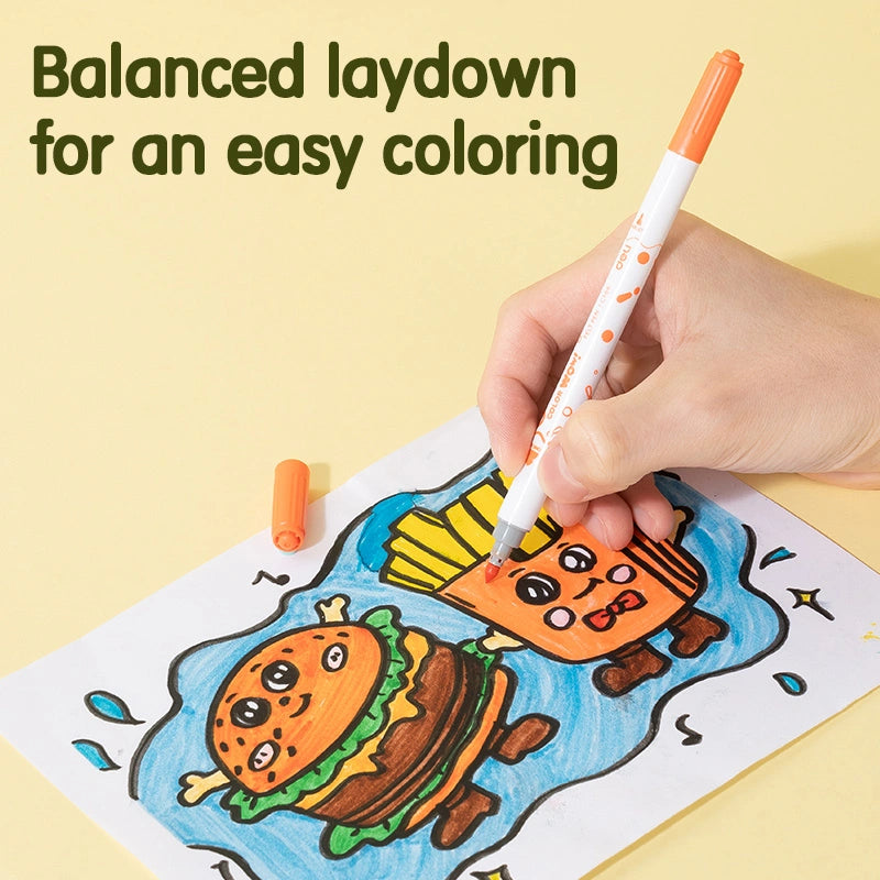 DELI-FELT PEN DUAL TIP 12PCS COLOR WOW-C166-12