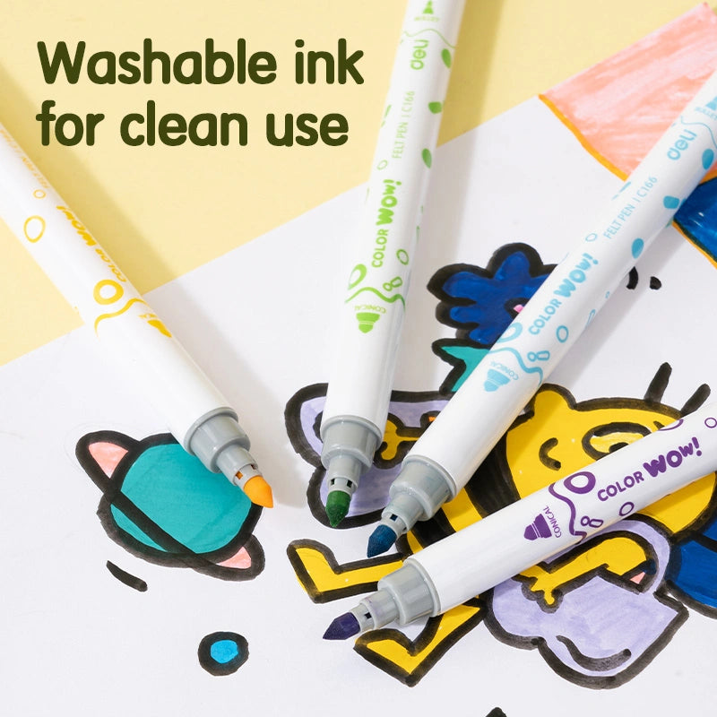 DELI-FELT PEN DUAL TIP 12PCS COLOR WOW-C166-12