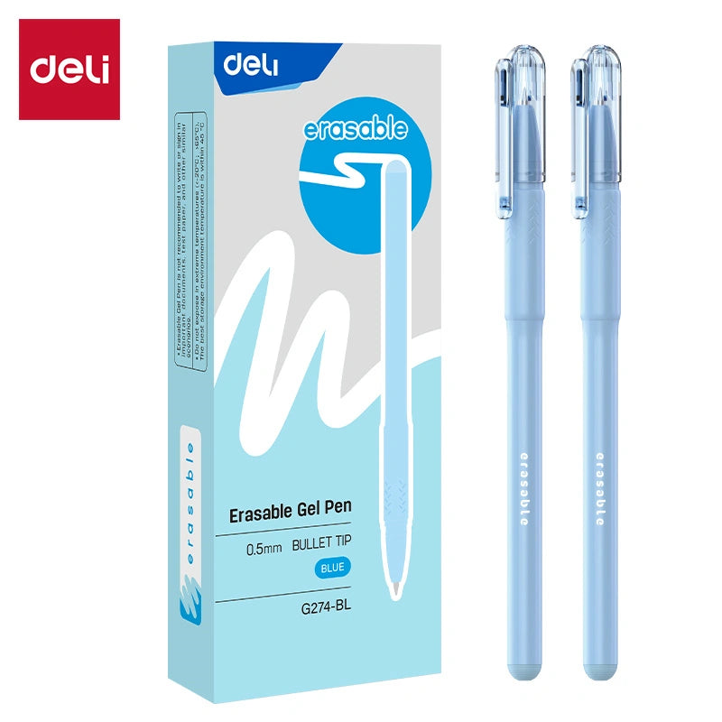 DELI-ERASABLE GEL PEN 0.5 BLUE-G274-BL PACK OF  12 PCS