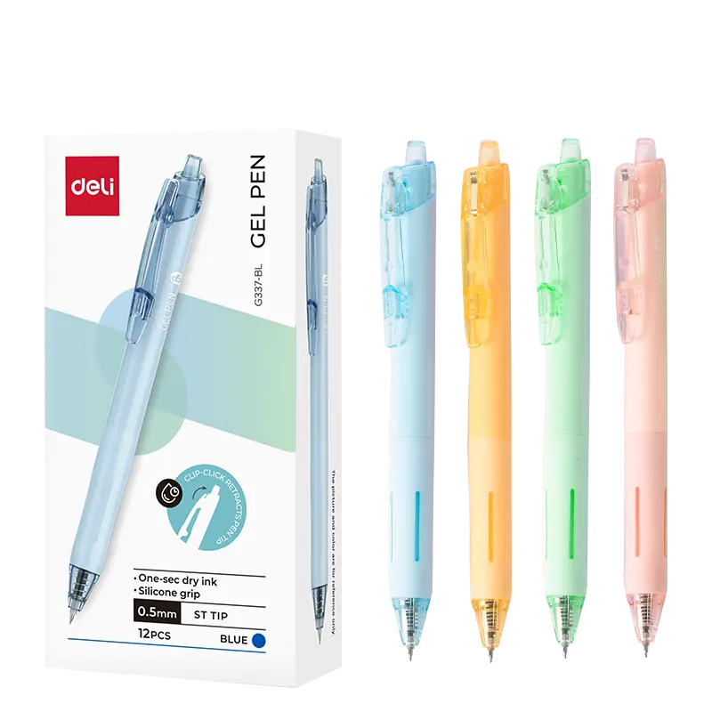 DELI-GEL PEN 0.5 BLUE-G337-BL PACK OF 4 PCS