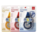 Deli-CORRECTION TAPE 5MMX12M NEONUP-PACK OF 3PCS-ASSORTED COLOUR