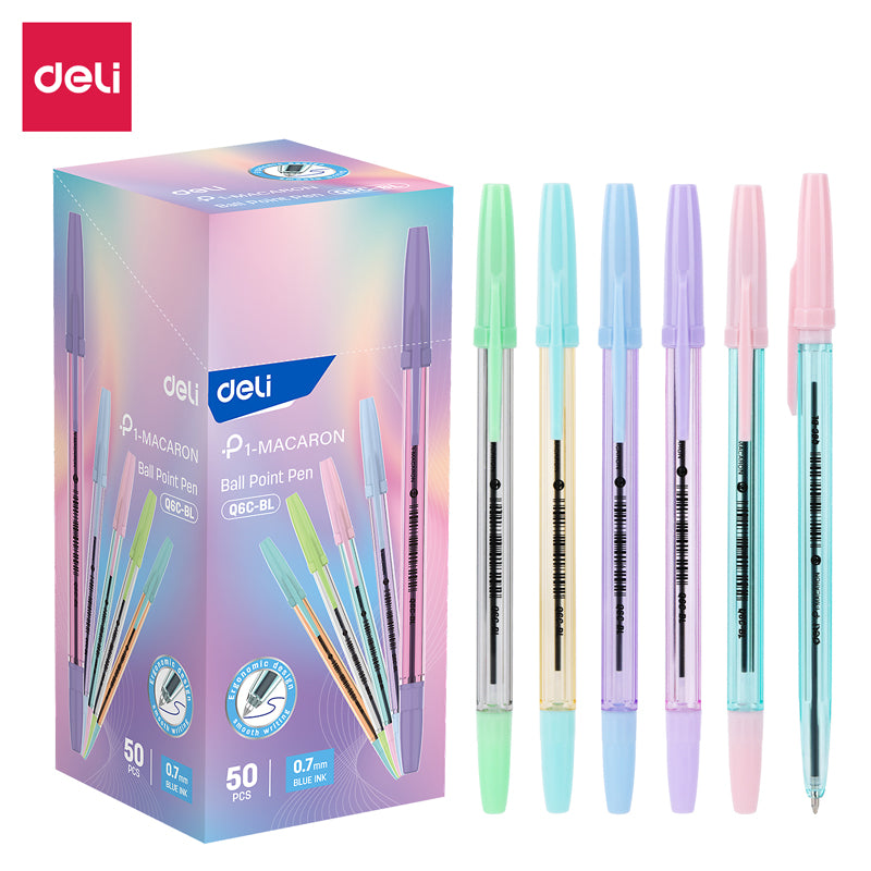 BALL PEN 0.7 MACARON BLUE-Q6C-B-PACK OF 50 PCS