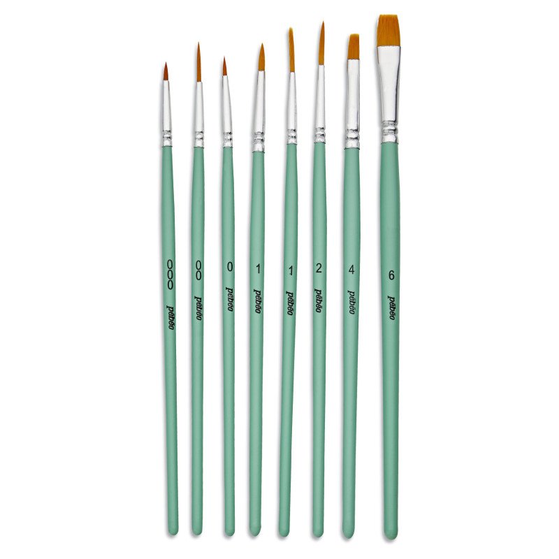 PEBEO-BRUSH GOLDEN MIX BRISTLE SHORT HAND 8PCS-952302
