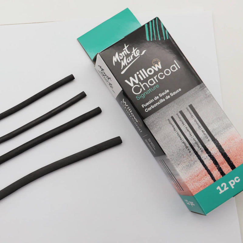 Mont Marte-Willow Charcoal 12 Pieces-MCG0057