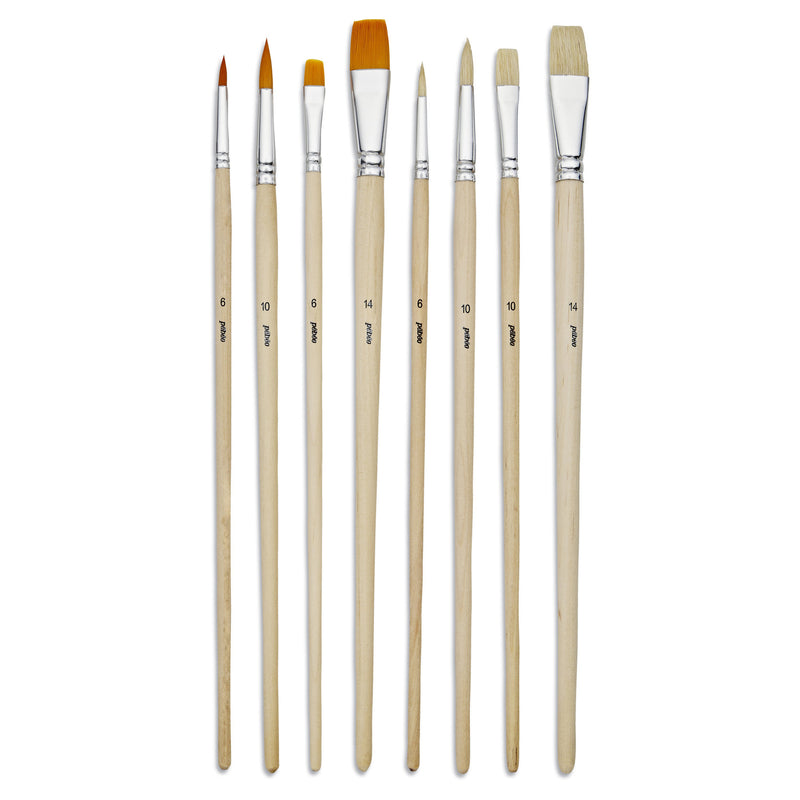 PEBEO-BRUSH GLD/WHT MIX BRISTLE LONG HAND 8PCS-952406